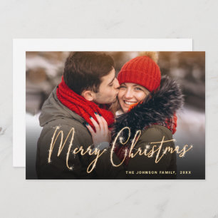 Modern Golden Christmas PHOTO Greeting Holiday Car