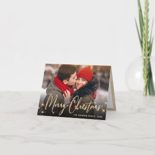 Modern Golden Christmas PHOTO Greeting Holiday Card