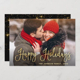 Modern Golden Christmas PHOTO Greeting Holiday Card
