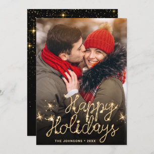 Modern Golden Christmas PHOTO Greeting Holiday Card