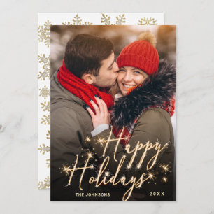 Modern Golden Christmas PHOTO Greeting Holiday Card