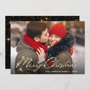 Modern Golden Christmas PHOTO Greeting Holiday Card