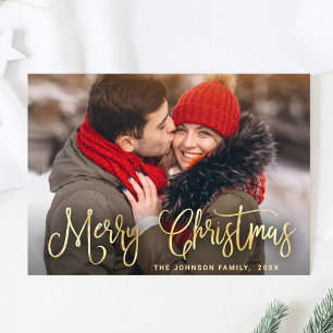 Modern Golden Christmas PHOTO Greeting Holiday Card