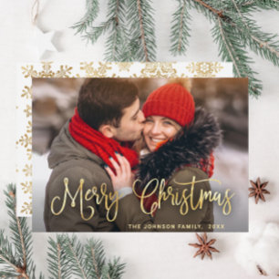 Modern Golden Christmas PHOTO Greeting Holiday Card