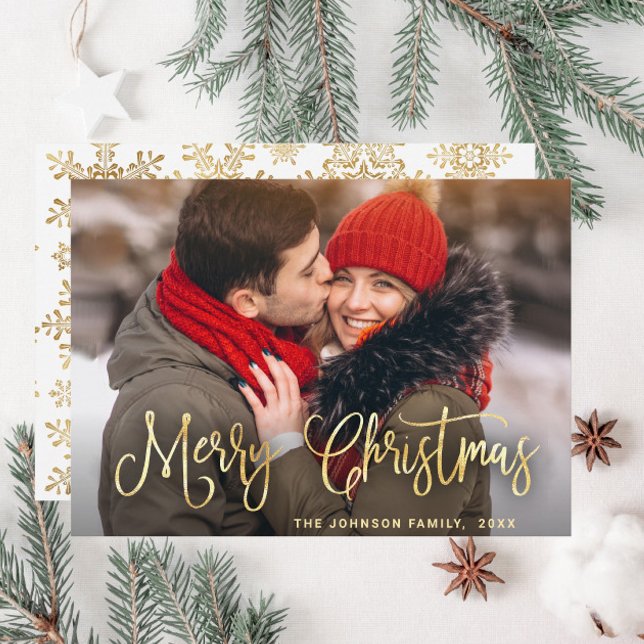 Modern Golden Christmas PHOTO Greeting Holiday Card (Creator Uploaded)
