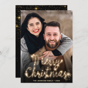 Modern Golden Christmas PHOTO Greeting Holiday Card