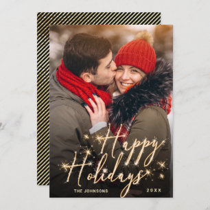 Modern Golden Christmas PHOTO Greeting Holiday Card