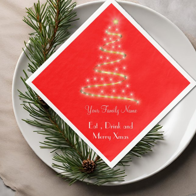 Modern Golden Christmas Tree  – Elegant Minimalist Napkin (Creator Uploaded)