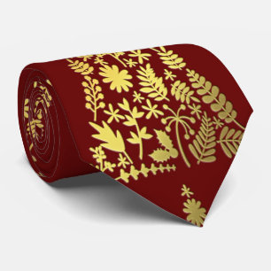 Modern Golden Christmas Tree Red Holidays Neck Tie