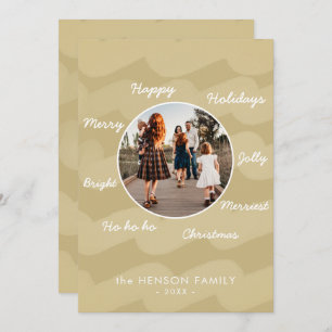 Modern Golden Christmas Wishes Family Photo Holiday Card