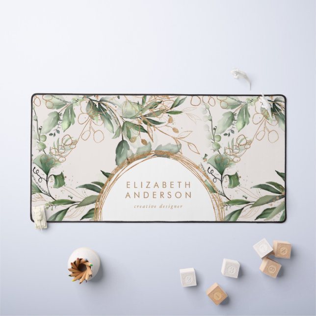 Modern Golden Circles Eucalyptus Corporate Big Desk Mat (Kids Table)