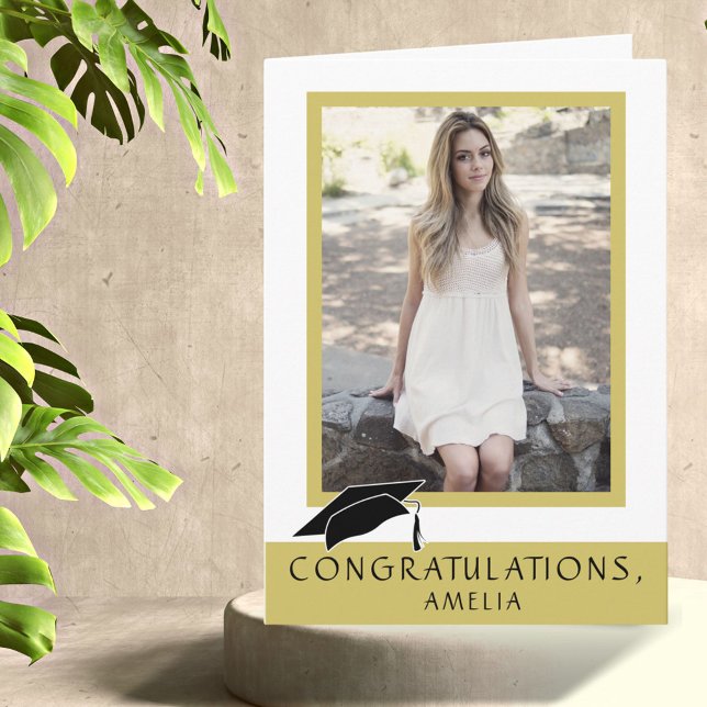 Modern Golden Congratulations Graduation Photo  Card (Creator Uploaded)