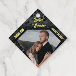 Modern Golden Diamond Custom Wedding Favour Tags