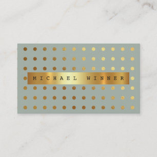 Modern Golden Dots Mint Pastel Vip Golden Foil Business Card