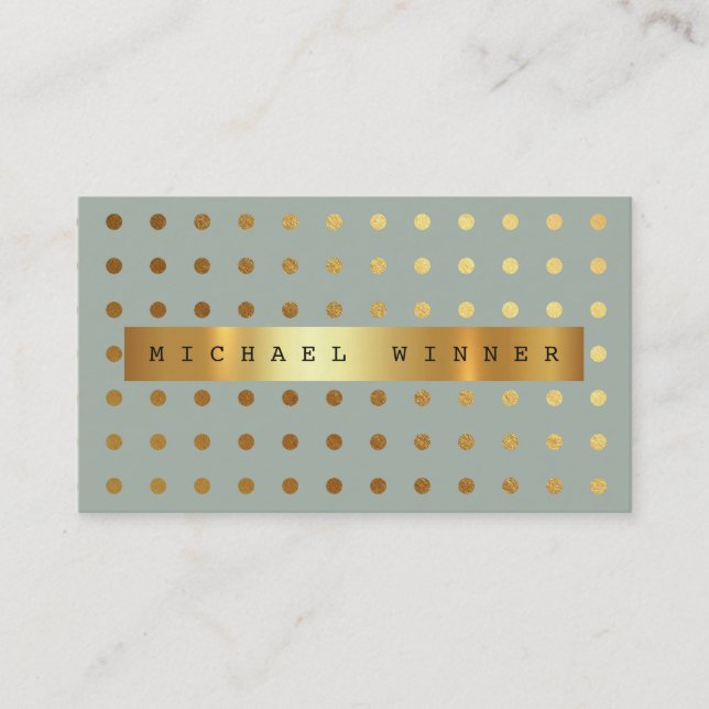 Modern Golden Dots Mint Pastel Vip Golden Foil Business Card (Front)