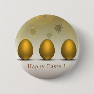 Modern Golden Easter Eggs 6 Cm Round Badge
