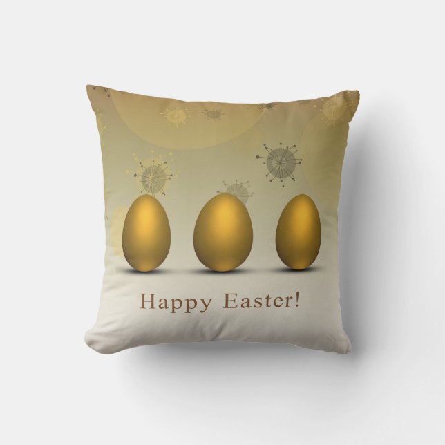 Modern Golden Easter Eggs Cushion (Front)