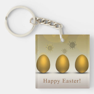 Modern Golden Easter Eggs Key Ring