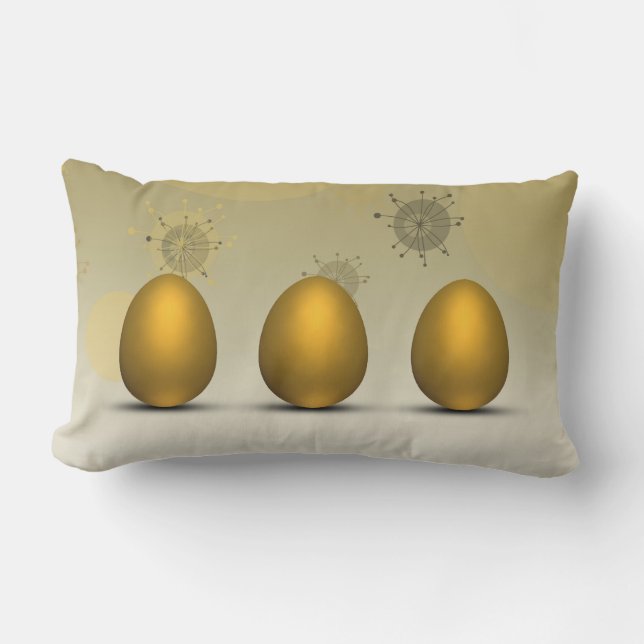Modern Golden Easter Eggs Lumbar Cushion (Front)