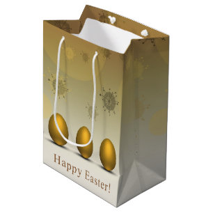 Modern Golden Easter Eggs Medium Gift Bag