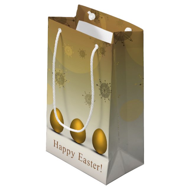 Modern Golden Easter Eggs Small Gift Bag (Front Angled)