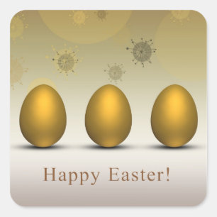 Modern Golden Easter Eggs Square Sticker