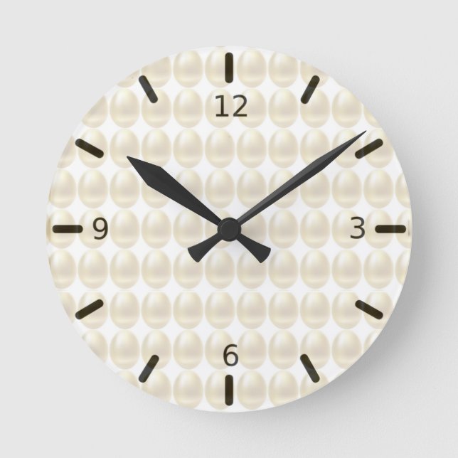 Modern golden eggs on ivory round clock (Front)