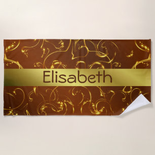 modern golden fashion pattern digitally hand paint beach towel