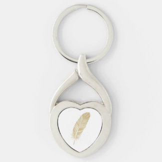 Modern Golden Feather Aesthetic - Unique Personali Key Ring