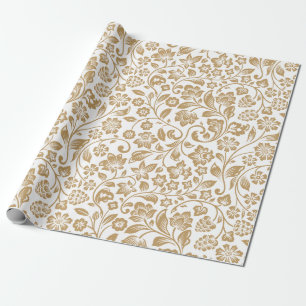 modern golden floral Wrapping Paper