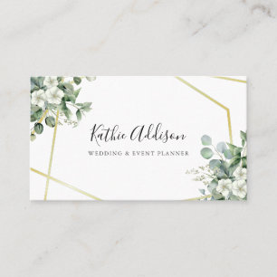 Modern Golden Geometric Eucalyptus Business Card