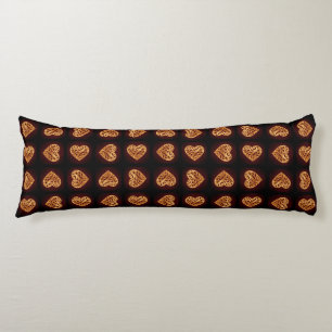 Modern Golden Heart on Burgundy Background Body Cushion