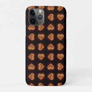 Modern Golden Heart on Burgundy Background iPhone 11 Pro Case