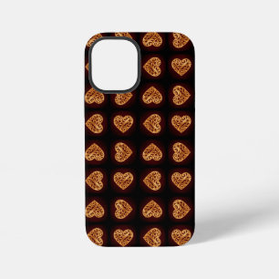 Modern Golden Heart on Burgundy Background iPhone 12 Mini Case