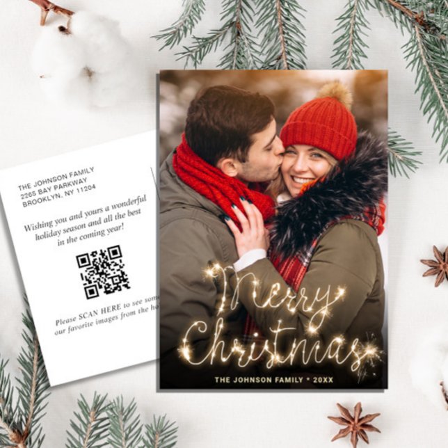 Modern Golden Holiday PHOTO Christmas Greeting Postcard (Creator Uploaded)