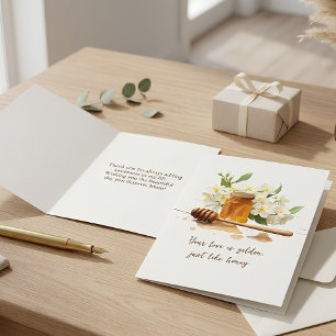 Modern Golden Honey & Floral Editable Mum Greeting Card