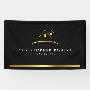 Modern Golden House Logo Real Estate Banner