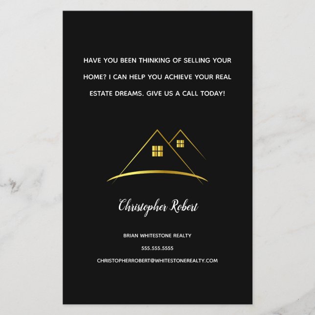 Modern Golden House Logo Real Estate Flyer (Front)