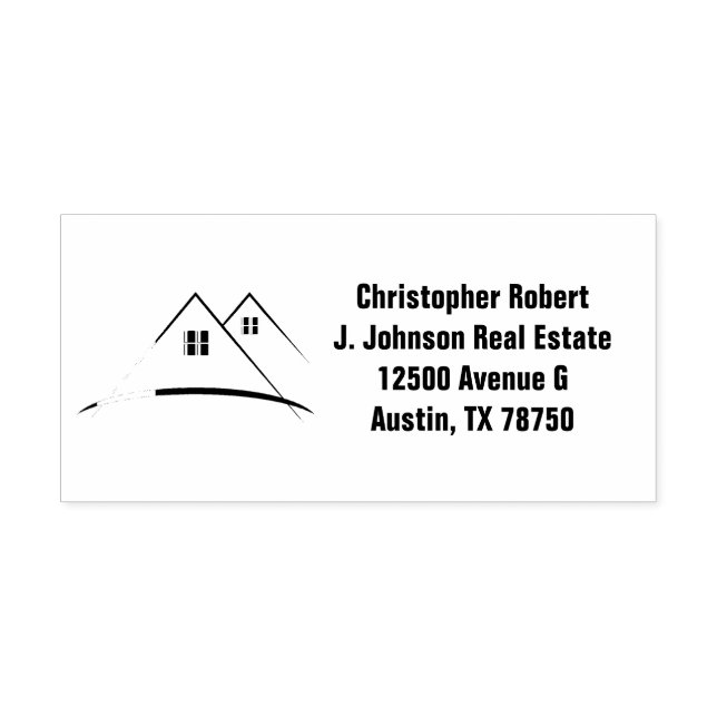 Modern Golden House Logo Real Estate Rubber Stamp (Imprint)