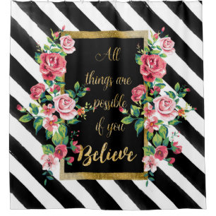 Modern golden inspirational  quote shower curtain