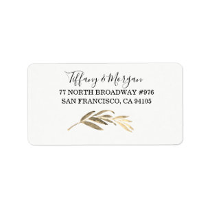 Modern Golden Leaf Script Return Address Label
