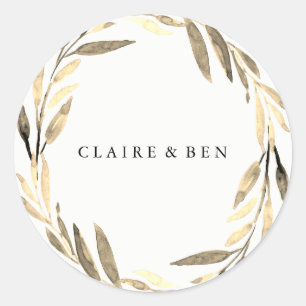 Modern Golden Leaf Wreath Any Occasion Sticker