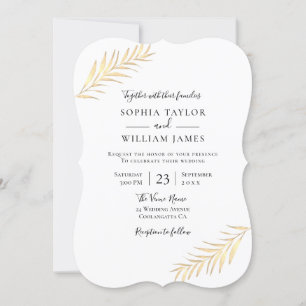 Modern Golden Leaves All Seasons Wedding Invitation