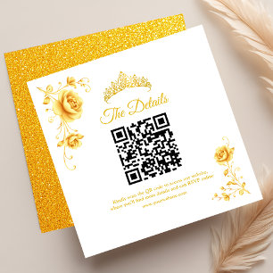 Modern Golden Minimalist Quinceanera QR RSVP Enclosure Card