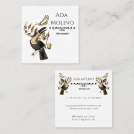 Modern Golden Painted Toucan Pattern  Square Business Card