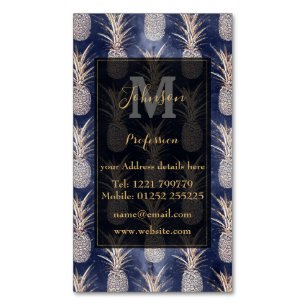 Modern Golden pineapples nebula pattern Magnetic Business Card