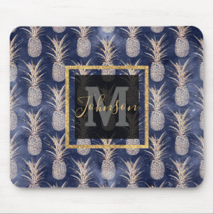 Modern Golden pineapples nebula pattern Mouse Mat