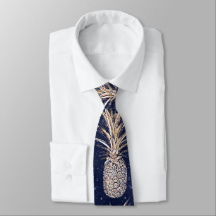 Modern Golden pineapples nebula pattern Tie