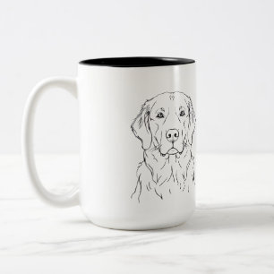 Modern Golden Retriever Minimalist Single Line Art Two-Tone Coffee Mug