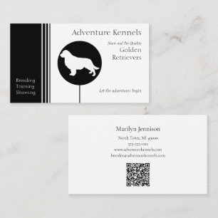 Modern Golden Retriever Silhouette Black and White Business Card